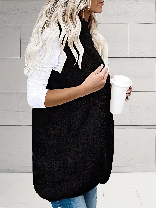 Winter Fluffy Hooded Vest Cotton Hoodie Fleece Lining Warmth