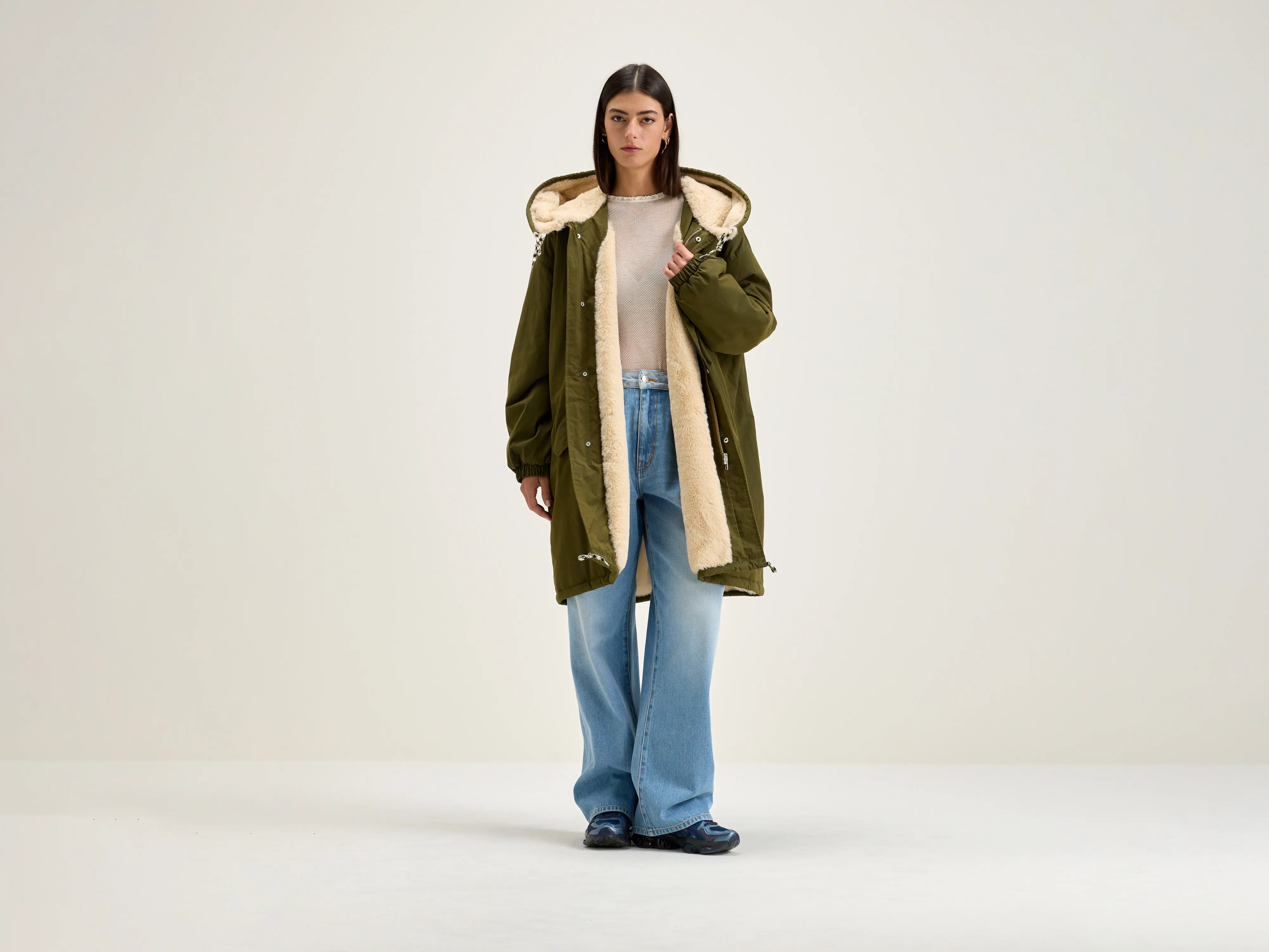 Laos hooded parka (242 / W / OLIVE) Hoodie with Elastic Waist Stretchable Comfortable Laos hooded parka (242 / W / OLIVE) Hoodie with Elastic Waist Stretchable Comfortable