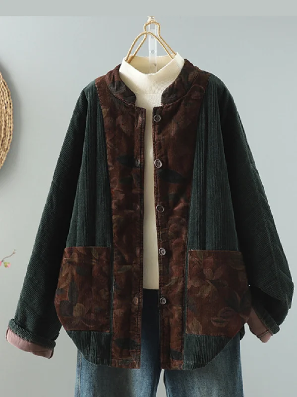 Women’s Elegant Look Classic Front Pockets Stand Collar Coat Suede Jacket Faux Fur Jacket Puffer Jacket