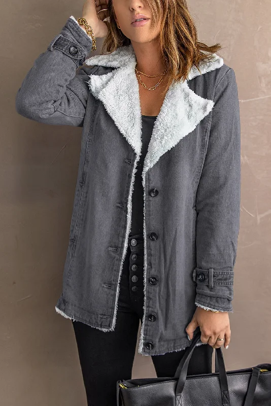 Warm and Stylish Plush Horn Button Hooded Coat with Pockets Collared Crew Neck Turtle Neck