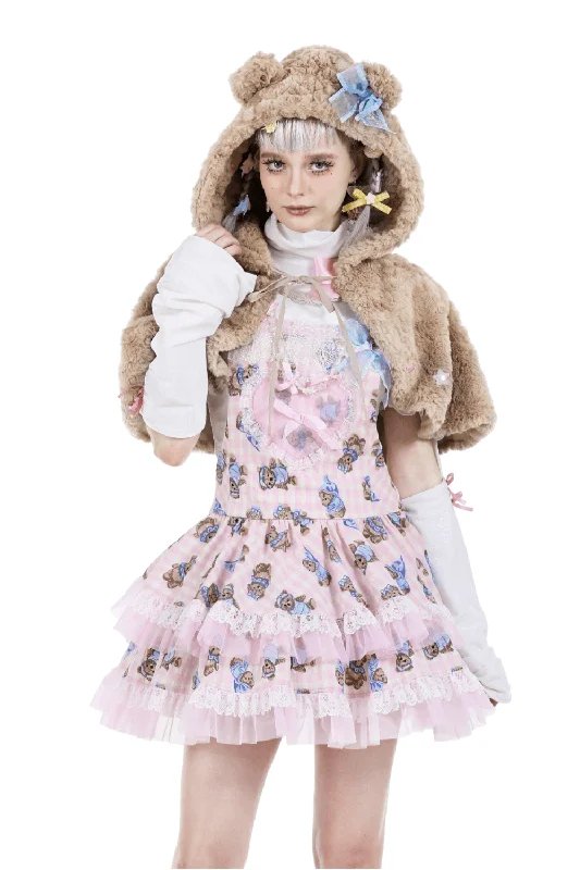 Women's Faux Fur Hooded Warm Cape with Bear Ears Hoodie with Earth Tones Natural Calm Women's Faux Fur Hooded Warm Cape with Bear Ears Hoodie with Earth Tones Natural Calm