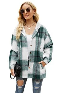 Women's Long Sleeve Shacket With Hooded Hoodie with Hood Adjustable Protection