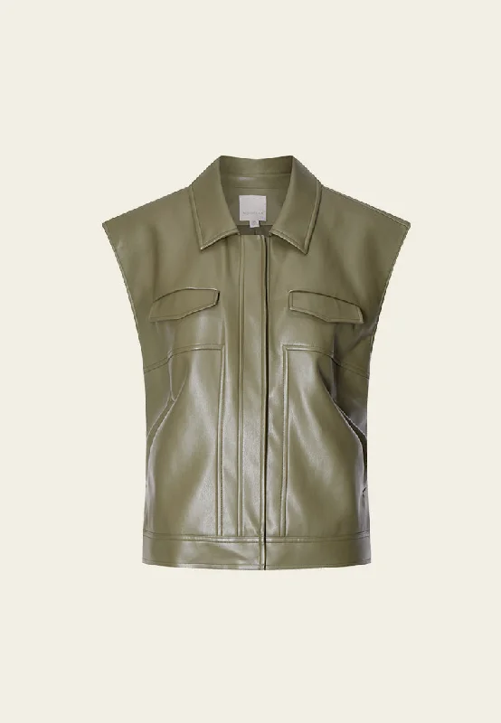 Cap Sleeve Vegan Leather Vest Modern Suit Vest