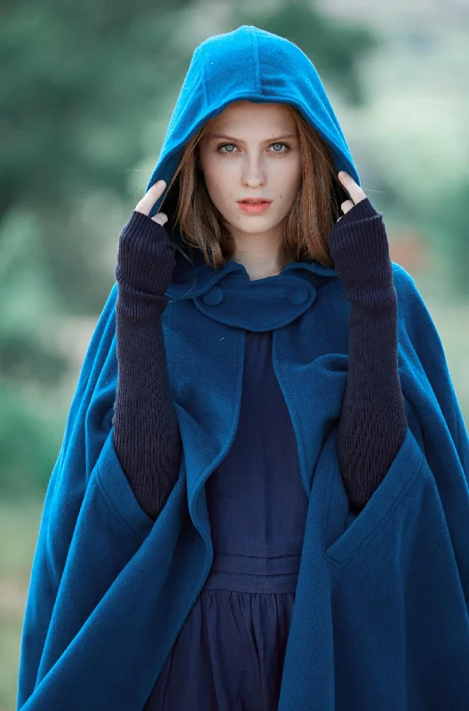 The New Yorker | Hooded Cashmere Cape Hoodie with Hem Drawcord Adjustable Customizable