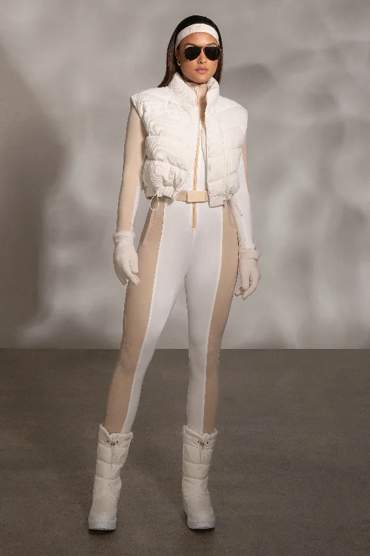Buttercream Delma Ribbed Puffer Vest Embellished Evening Vest
