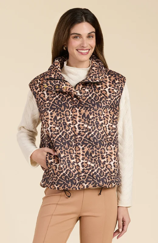 Cheetah Puffer Vest - Cheetah Longline Tailored Vest