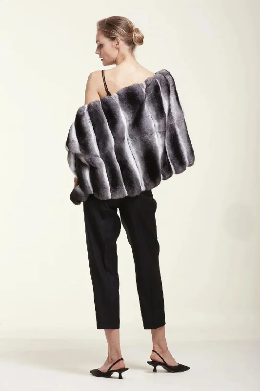 Chinchilla fur shawl Elegant Knit Shawl Cape