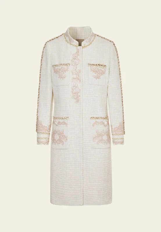 Chinese Knot Paisley-detail Patch-pocket Coat Pleated Ruffled tiered