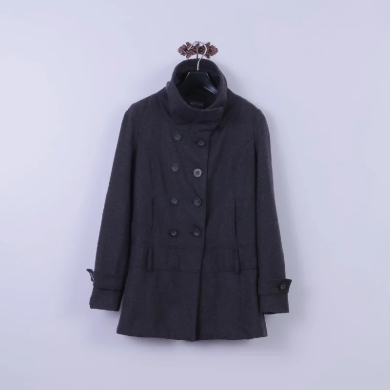 Broadway NYC Fashion Womens 38 M Coat Grey Wool Blend Casual Peacoat Three-Quarter Sleeve Elbow Sleeve Wrist Sleeve Broadway NYC Fashion Womens 38 M Coat Grey Wool Blend Casual Peacoat Three-Quarter Sleeve Elbow Sleeve Wrist Sleeve
