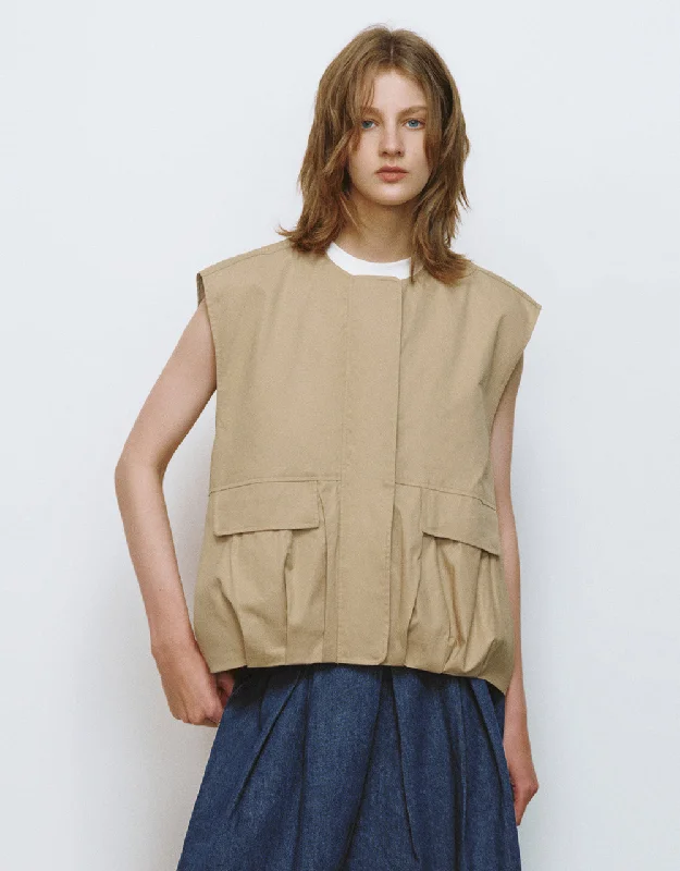 Crew Neck Straight Waistcoat Fashionable Wool Waistcoat Jacket