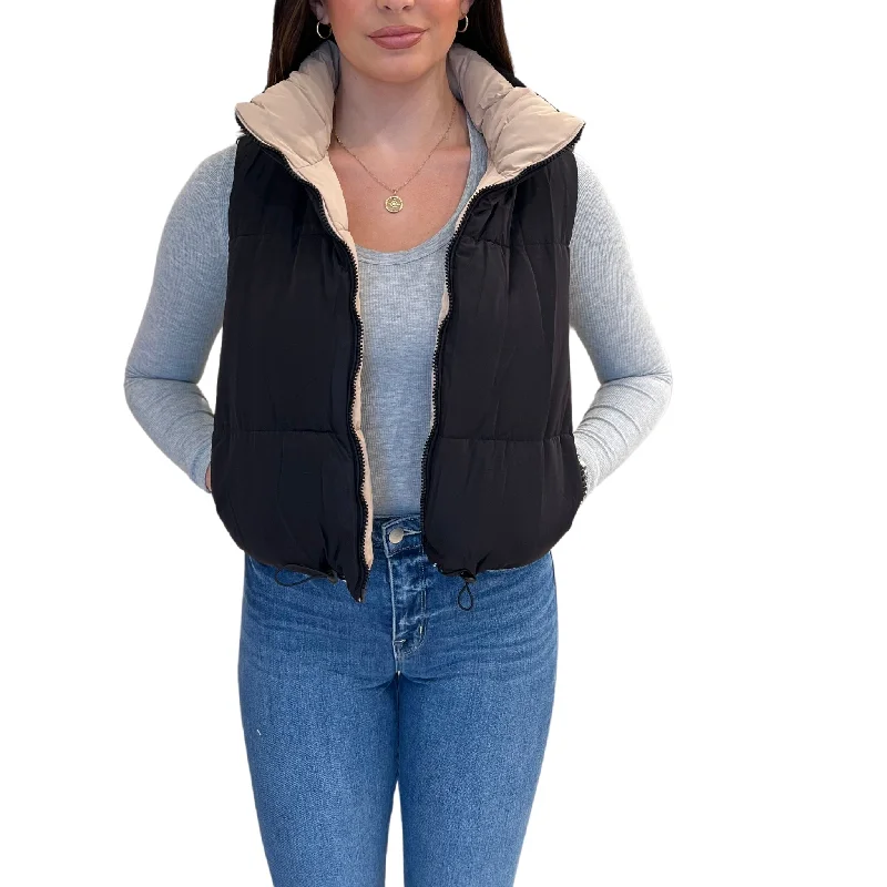 CSS - Puffer Vest Draped Open Vest