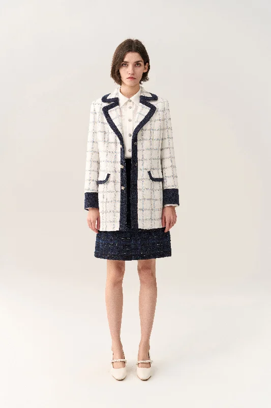Flap-pocket Check Midi Coat Sleeveless Short Sleeve Long Sleeve