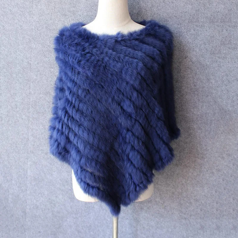 fur woven real rabbit shawl woven Comfortable Silk Shawl