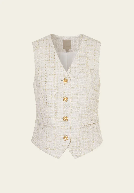 Golden Flower Button Slit-pocket Waistcoat Comfortable Wool Waistcoat Jacket