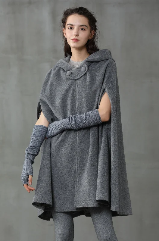 The New Yorker | Hooded Cashmere Cape Hoodie with Back Slit Movement Comfort