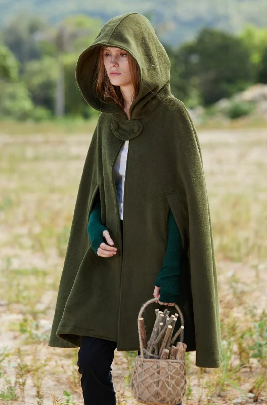 The New Yorker | Hooded Cashmere Cape Hoodie with Hem Ribbing Snug Secure