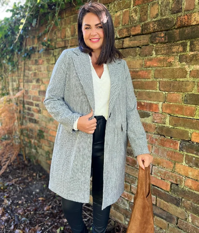 Grey Herringbone Coat Kimono Robe Cloak