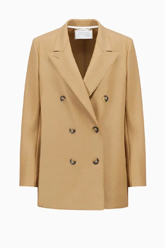 Harris Wharf Slouchy Pressed Wool Peacoat - Beige Asymmetrical Collar Hooded Zippered Harris Wharf Slouchy Pressed Wool Peacoat - Beige Asymmetrical Collar Hooded Zippered