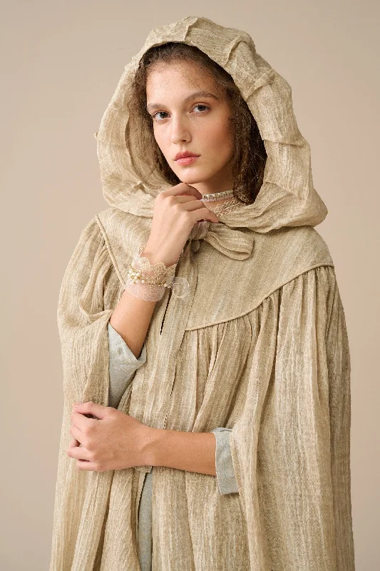 Venus 24 | Fairy Linen Hooded Cloak Hoodie with High-Low Hem Asymmetrical Trendy