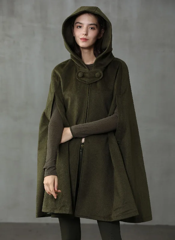 The New Yorker | Hooded Cashmere Cape Hoodie with Front Slit Layering Stylish