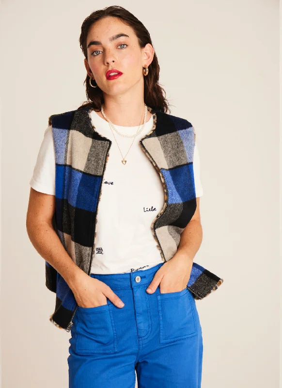 Ichi Riga Reversible Waistcoat Trendy Zip-Up Waistcoat Jacket