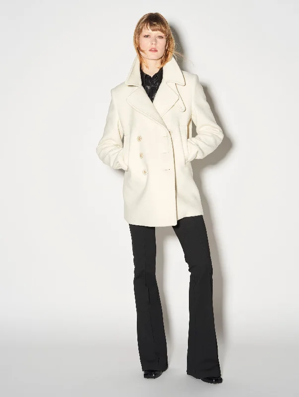 ivory wool and cashmere peacoat Down Puffer Quilted