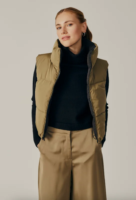 Kansas Reversible Puffer Vest - Black / Army Stylish Streetwear Vest