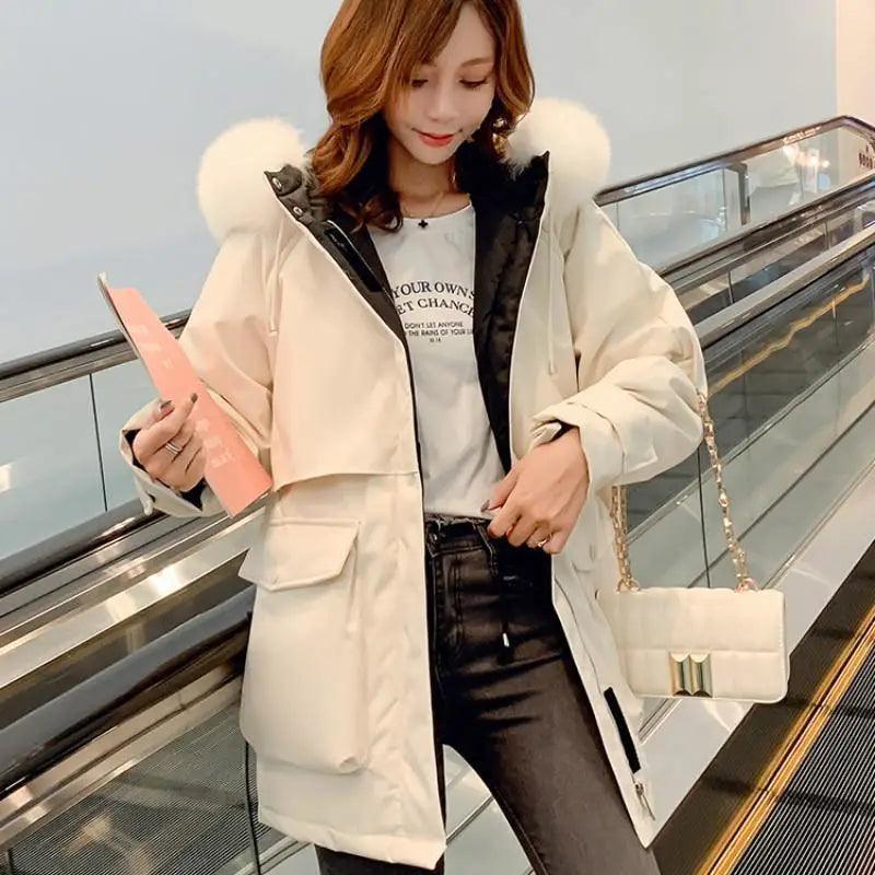Fashion Hooded Faux Fur Collar Women's Clothing Big Pocket Hoodie with Turtle Neck Cozy Winter Fashion Hooded Faux Fur Collar Women's Clothing Big Pocket Hoodie with Turtle Neck Cozy Winter
