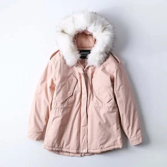 Fur Hooded Parka Hoodie with High Neck Warm Protective
