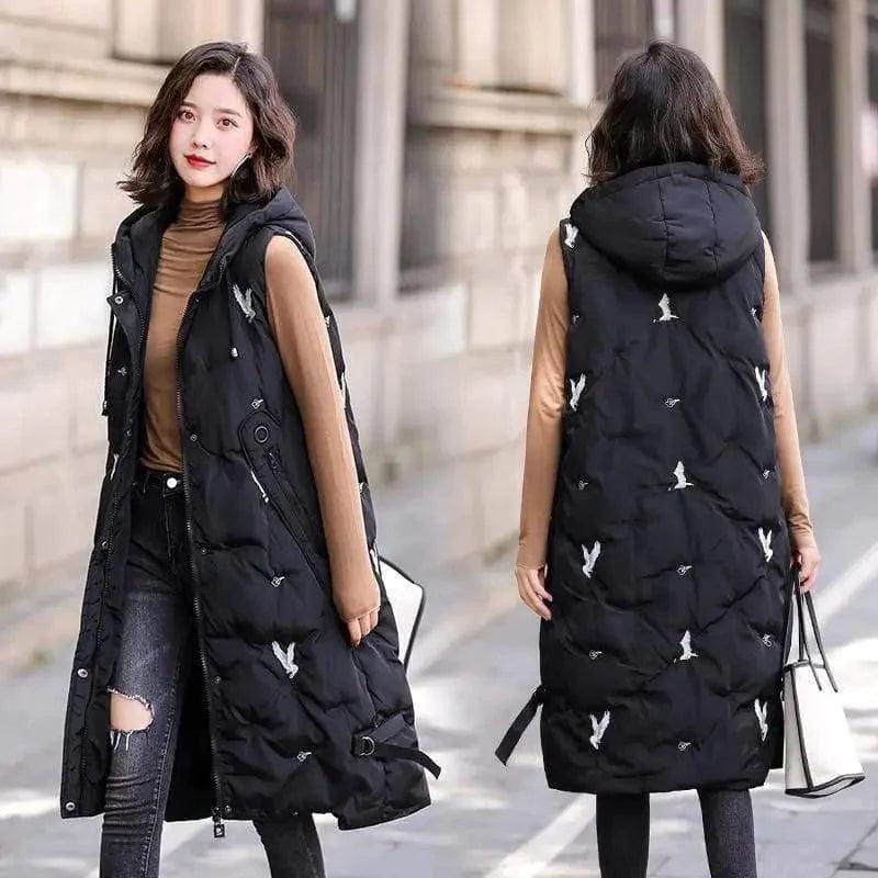 Hooded mid-length cotton vest Hoodie with Zipper Placket Modern Functional