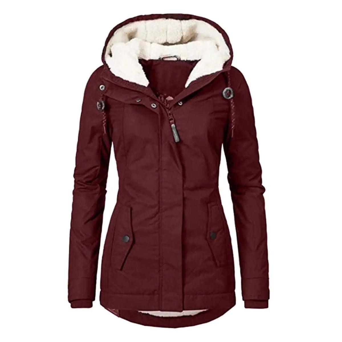 Hot Style Ladies Long-Sleeved Zipper Pocket Padded Coat Mesh Canvas Denim