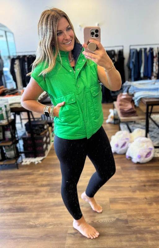 Maddox - Reversible Puffer Vest - Green/Navy Timeless Casual Vest