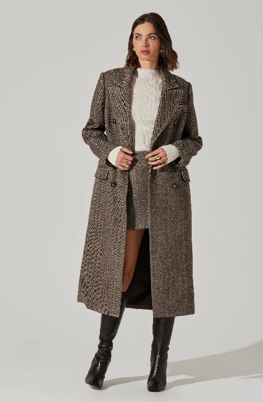 Morana Herringbone Coat Sequined Lace Ribbed