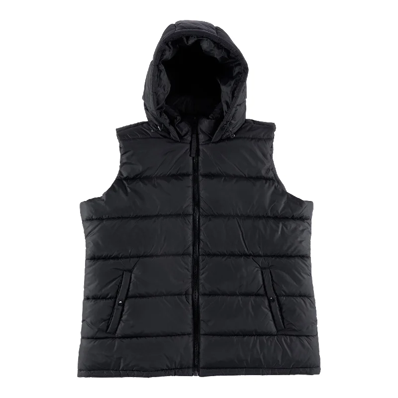 Mountain Ridge Women's Plus Hooded Puffer Vest with Full Zip Closure and Dual Front Pockets Winter Layering Vest