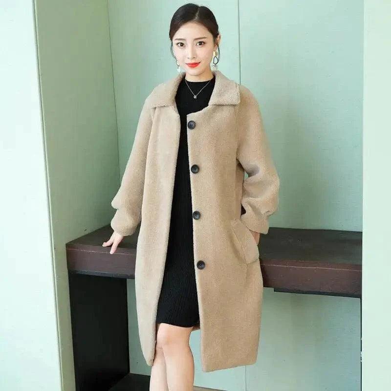 New style sheep shearing coat women loose fur coat Fleece Down Feather
