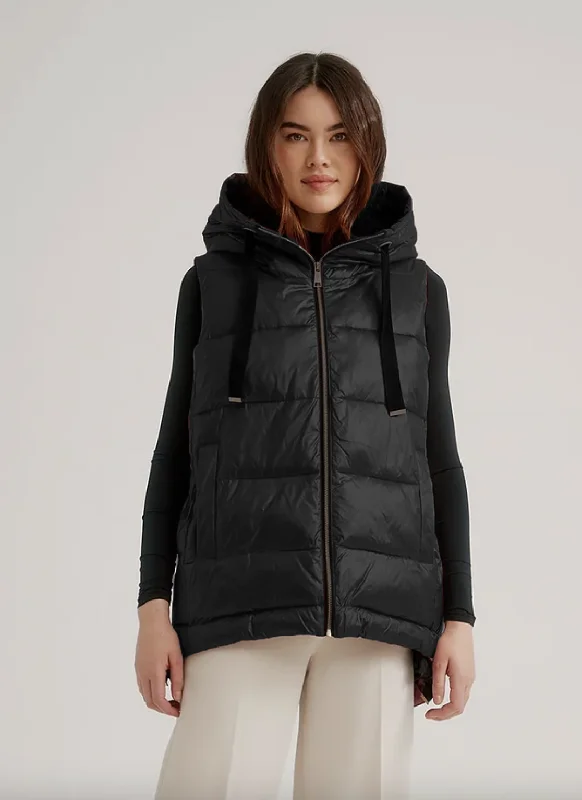 Oversized Hooded Vest - Black Oversized Hoodie Comfort Casual