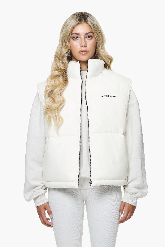 Priory Puffer Vest Bone White Buttoned Business Vest