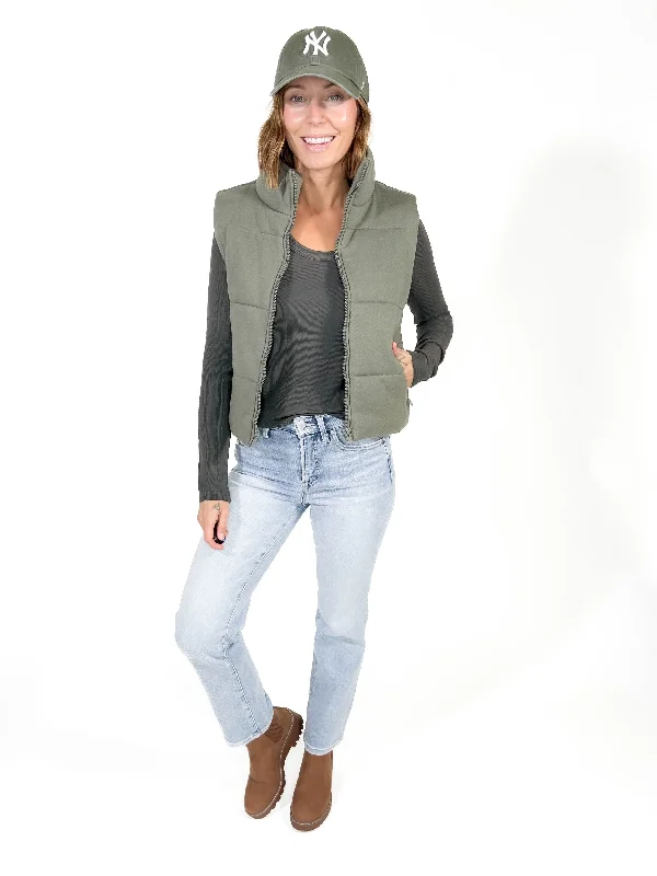 Saylor Puffer Vest- OLIVE Soft Drape Vest