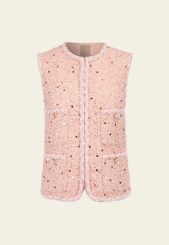 Sequin-detail Frayed-detail Waistcoat Modern Slim Fit Waistcoat