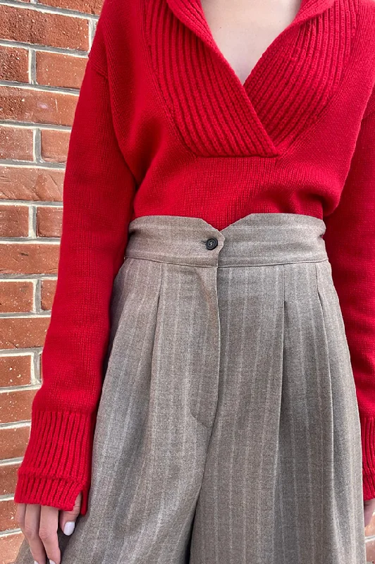 Shawl Collar Sweater in Red Lacquer Elegant Velvet Shawl Cape