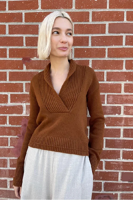 Shawl Collar Sweater in Vicuna Cozy Knit Shawl Cape