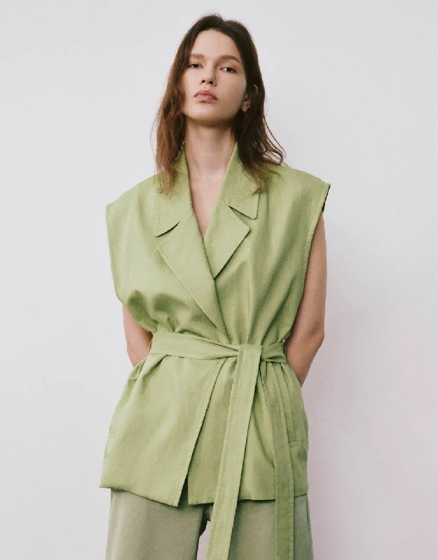 Shawl Collar Vest With Belt Cozy Fleece Shawl Wrap
