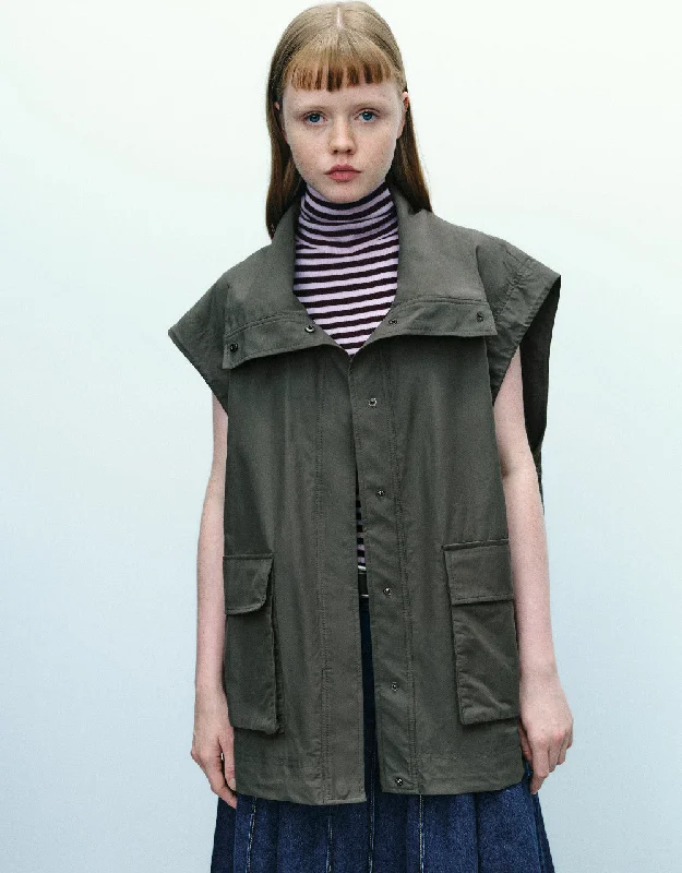 Stand Collar Straight Waistcoat Comfortable Zip Waistcoat Vest