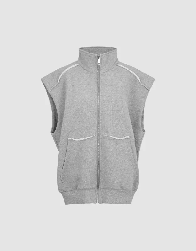 Zipper Front Stand Collar Waistcoat Cozy Sweater Waistcoat Vest