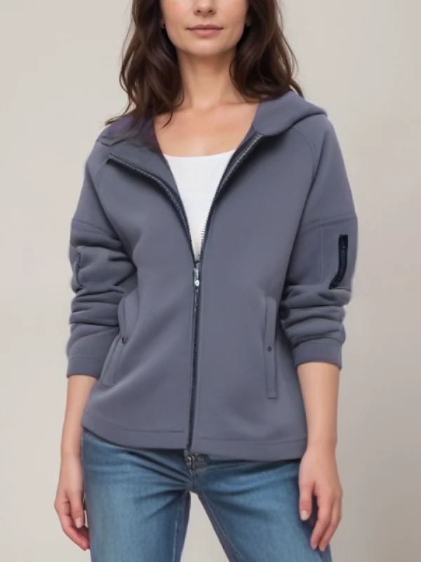 Recycled Zip Through Hooded Fleece Hoodie with Toggle Buttons Decorative Unique