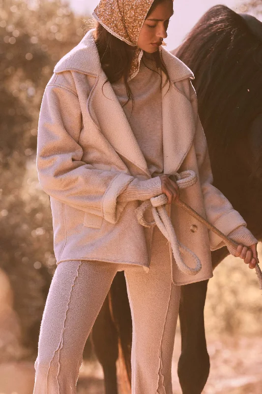 Weather the Storm Faux Shearling Peacoat Stand-Up Roll-Neck Turtle