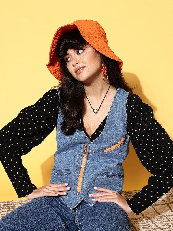 Women Blue Denim Waistcoat Warm Down Waistcoat Vest