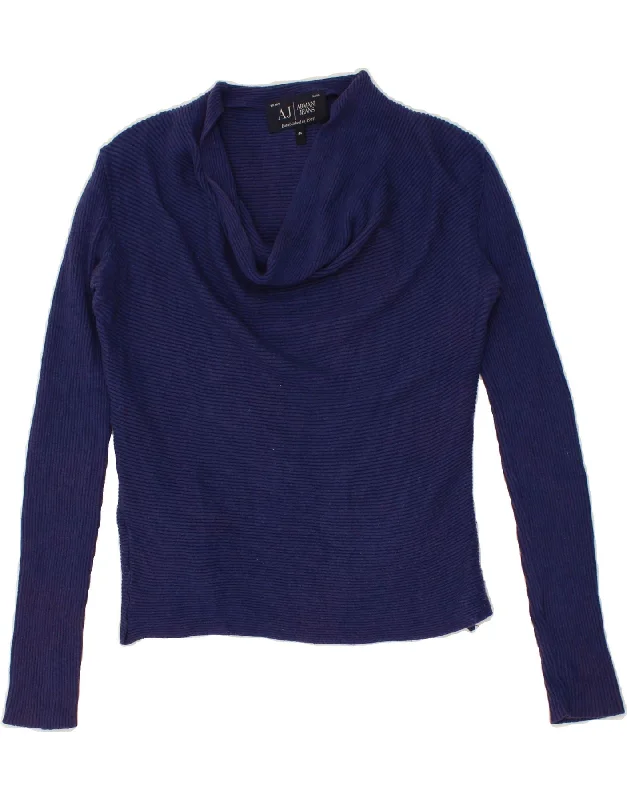 ARMANI JEANS Womens Shawl Neck Jumper Sweater IT 44 Medium Navy Blue Cozy Woolen Shawl Cape ARMANI JEANS Womens Shawl Neck Jumper Sweater IT 44 Medium Navy Blue Cozy Woolen Shawl Cape