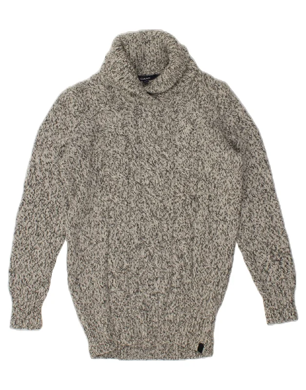 GANT Womens Shawl Neck Jumper Sweater UK 14 Medium Grey Flecked Wool Classic Lace Shawl Wrap GANT Womens Shawl Neck Jumper Sweater UK 14 Medium Grey Flecked Wool Classic Lace Shawl Wrap