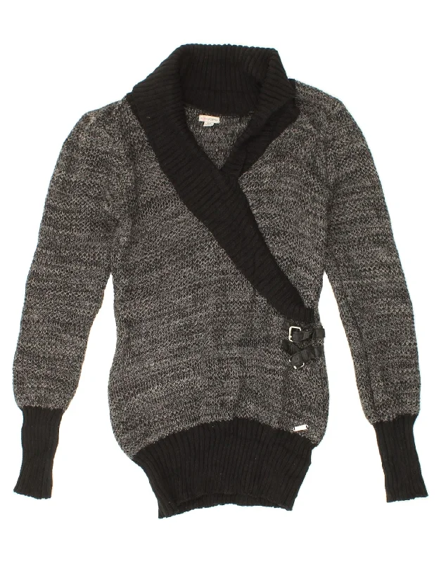 GUESS Womens Shawl Neck Jumper Sweater UK 12 Medium Grey Colourblock Soft Cashmere Shawl Cape GUESS Womens Shawl Neck Jumper Sweater UK 12 Medium Grey Colourblock Soft Cashmere Shawl Cape